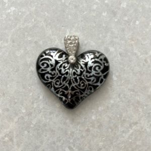 Black and Crystal Heart Pendant